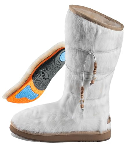 100% Sheepskin Lined Fur Boots Women: Removable Arch Support Insole - color: Arch-knee High-white, size: 11