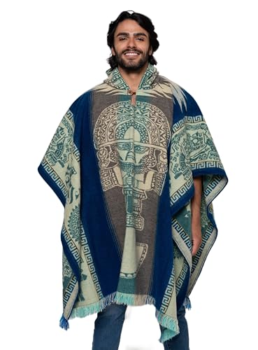 Alpaca Land, Handmade Ecuadorean Alpaca Wool Ponchos - color: Blue Ibarra