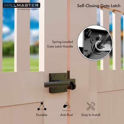HILLMASTER Double Sided Gate Latch for Wooden Fence,Heavy Duty Swinging Door Latch Two Sided Gate Door Latch for Outdoor Fence,Self Locking Gate Latch Gate Hardware for Wood Gates,Pool,Backyard,Garden