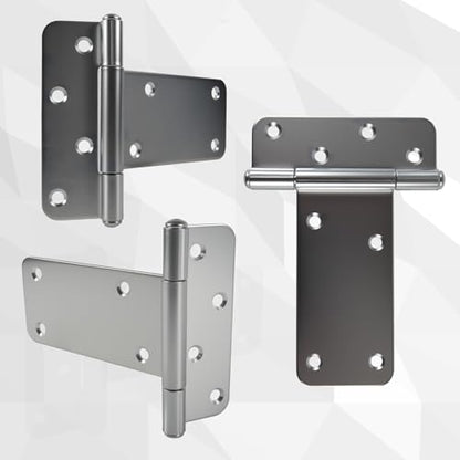 5 in T-Strap Shed Door Hinges,260 Lbs Capacity,4 Pack Heavy Duty Tee Hinge - color: Silver, size: 5 in -4 pcs
