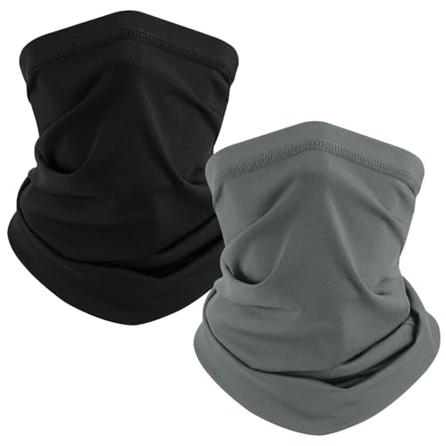 TICONN Neck Gaiter for Men Women, Cooling Bandana Face Mask Cover Gator - color: 1 Black+1 Dark Gray, style: Quick Dry