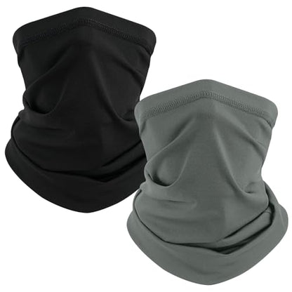 TICONN Neck Gaiter for Men Women, Cooling Bandana Face Mask Cover Gator - color: 1 Black+1 Dark Gray, style: Quick Dry