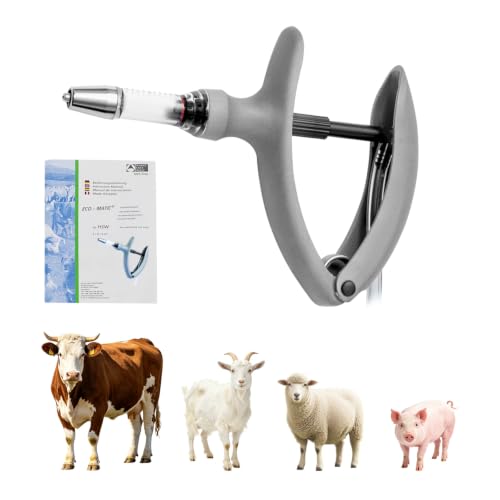 HSW ECO-MATIC Tubing Connection Veterinary Syringes with Dose Adjustable 0.5 ml – 5.0 ml, 5ML Auto Self-Refilling Livestock Syringe for Injections - size: 5ML Tubing