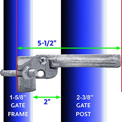 1-5/8" x 2-3/8" (2-1/2") Chain Link Fence Gate Fork Latch - Commercial Heavy Duty - Malleable - Galvanized Gate Latch with Hole for Padlock - size: 1-5/8" x 2-3/8" (2-1/2")