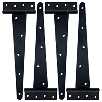 HLMOptimo Heavy Duty T Hinge Tee T Strap Shed Gate Barn Fence Door Hinge Wrought Rustproof All Size Black (4 pcs, 12 inch) - size: 12 Inch, style: 4 pcs