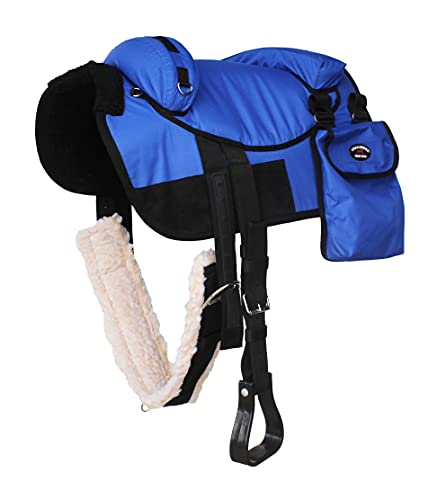 Horse Western Bareback Saddle Pad Trail w/ Pockets Girth Stirrups 39205 - color: Royal Blue