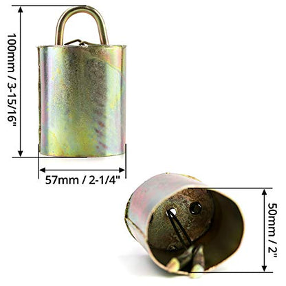 QWORK Cow Anti-Lost Bells, 2 Pack, Cattle Goat Horse Sheep Grazing Metal Bells, 4" Loud Bells