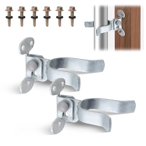 1-3/8" Flat Back Wall Mount Chain Link Gate Latch, Gate Latches for Metal Gates, Suitable for Wooden Door Frames or Walls - color: 2 Pcs Silver