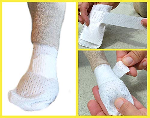 Medimitt Paw Bandages for Dogs, Cats and Pets – Stretchy Medical Booties, First Aid for Paws – Non Slip, Non Adhesive, Breathable, Disposable, Washable, Adjustable Strap, 12 Pack (Large) - size: Large 12-Pack