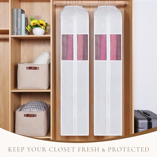 Univivi 60 Inch Cotton Garment Bag for Fur Coat 4 Pack, White - size: 60 Inch - 4 Pack
