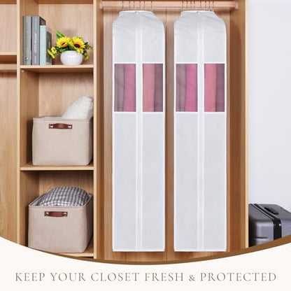 Univivi 60 Inch Cotton Garment Bag for Fur Coat 4 Pack, White - size: 60 Inch - 4 Pack