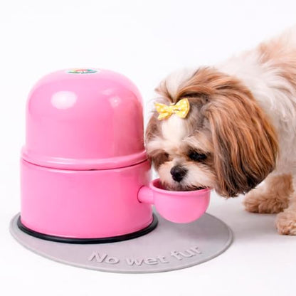 Pet Water Dispenser for Dogs and Cats, 47.3 oz – Gravity-Fed Aluminum Water Bowl, Prevents Wet Fur, Provides Continuous Fresh Water, Electrostatic Coated Finish, Vida Mansa (Pink) - color: Pink