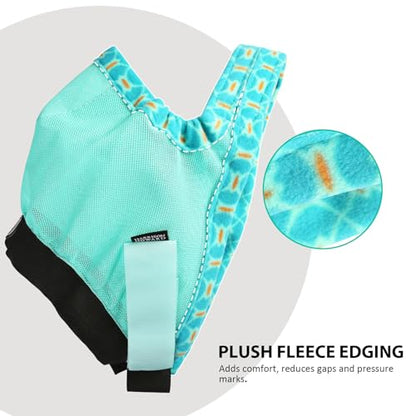 Harrison Howard Cattle Livestock Fly Mask Breathable Mesh Padded Edging with Fun Patterns Large Spacing Forelock Opening Design Adjustable Fit for Cattle Mint - color: Mint