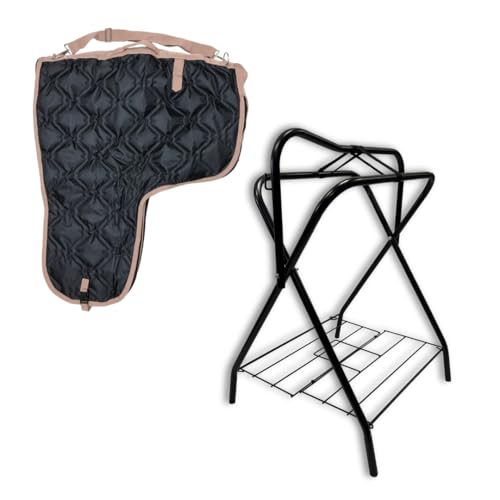 AJ Tack Saddle Rack and Carrier Bundle, Steel, 420D, 38x33 Black - color: Black