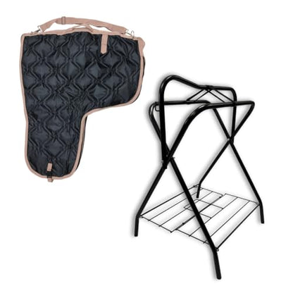 AJ Tack Saddle Rack and Carrier Bundle, Steel, 420D, 38x33 Black - color: Black