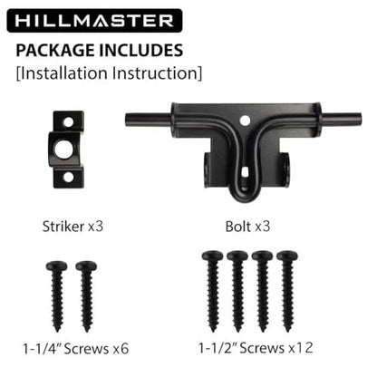 Slide Bolt Gate Latch for Wooden Fence Outdoor Gate Latch Lock with Padlock Hole, Heavy Duty Sliding Fence Door Lock, Black Barrel Bolt Latches for Wood Vinyl Fence,Gate Hardware for Barn Shed,3 Pack - size: 3 Pack