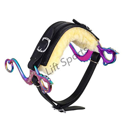 Black/Brown Dragon Rainbow Multi Color Hackamore Bitless Horse Bit English Western Adjustable Padded Fur Original Leather Bridle Equestrian Tack (Brown)