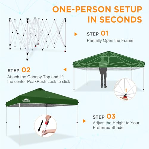 EAGLE PEAK 12x12 Pop Up Canopy Tent Easy Up Canopy Outdoor, Green - color: Green, size: 12x12