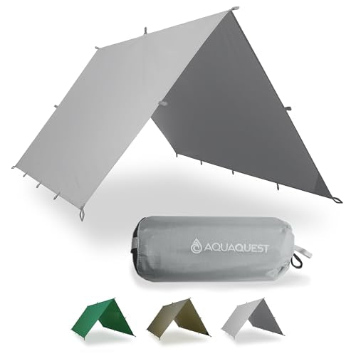 AquaQuest Guide Tarp – Ultralight Waterproof (5,000 mm) Seam-Taped 40D Ripstop Rain Fly for Backpacking, Stealth Camping & Thru-Hiking - color: Stealth Gray, size: 13 x 10 ft