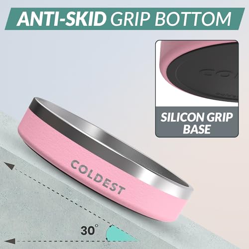 Coldest Dog Bowl - Anti Rust Metal, Non Slip, 3 Layers Insulated Stainless Steel Dog Bowls - Spill Proof & Heavy Duty - Water Bowl for Dogs, Cats & Pets, Dish Washer Safe (21 oz,Cotton Candy Pink) - color: Cotton Candy Pink, size: 21 oz