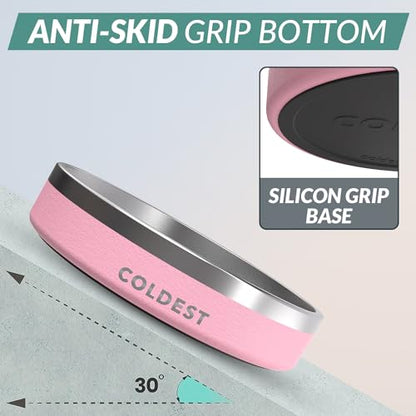 Coldest Dog Bowl - Anti Rust Metal, Non Slip, 3 Layers Insulated Stainless Steel Dog Bowls - Spill Proof & Heavy Duty - Water Bowl for Dogs, Cats & Pets, Dish Washer Safe (21 oz,Cotton Candy Pink) - color: Cotton Candy Pink, size: 21 oz
