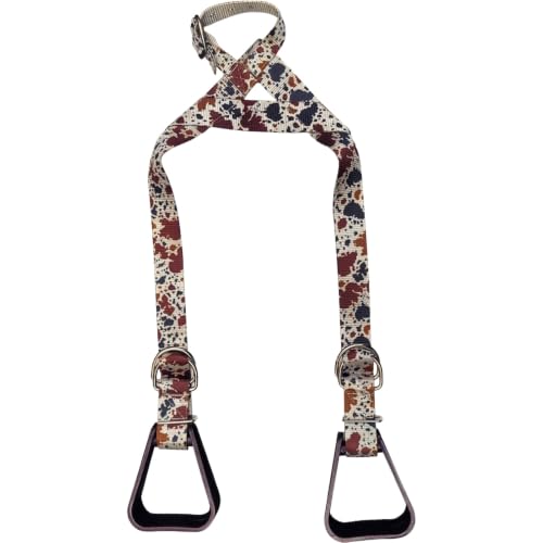 Showman Heavy Duty Nylon Adjustable Buddy Stirrups w/Cow Print