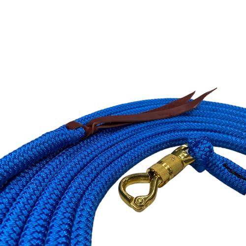 PARELLI 22 Foot Line Ground Training Rope - Strong Everyday Use All-Purpose Large Horse Lead Rope with Loop & Latigo Popper | 9/16" Diameter Smooth Yachting Braid, Blue - color: Blue