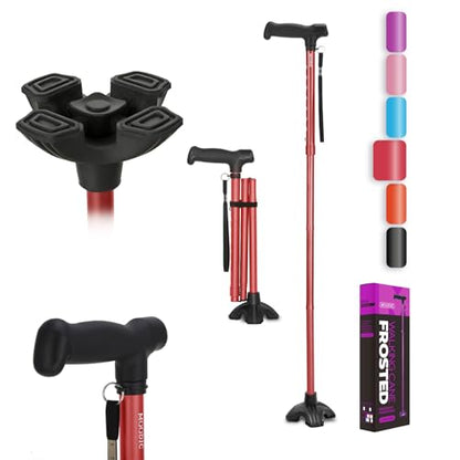 Travel Walking Cane,‌1.36 lb,15.75" Folded,Under 5'9",Red - color: Basic Red Cane(30.31-37.40in)
