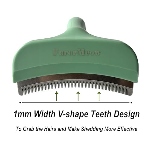Pet Deshedding Tool with Curve Blade, Cat Grooming Brush, Tight V-shaped Teeth Shedding Comb for Cats and Dogs (Green, Large) - color: Green, size: Large