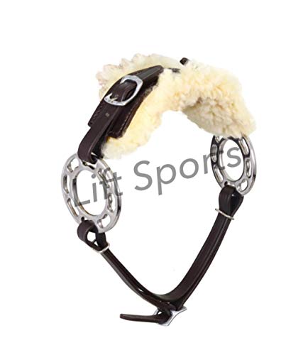 Black/Brown Hackamore Bitless Horse Bit English Western Adjustable Padded Fur Original Leather Bridle Equestrian Tack (Brown)