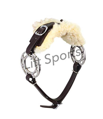 Black/Brown Hackamore Bitless Horse Bit English Western Adjustable Padded Fur Original Leather Bridle Equestrian Tack (Brown)