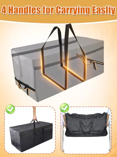 Aulock 140 Gallon Extra Large Outdoor Storage Bag for Pools | 600D Oxford Heavy-duty Patio Cushion Storage, Pool Cover Accessories Storage, with 4 Carrying Handles, 56''x24''x24''