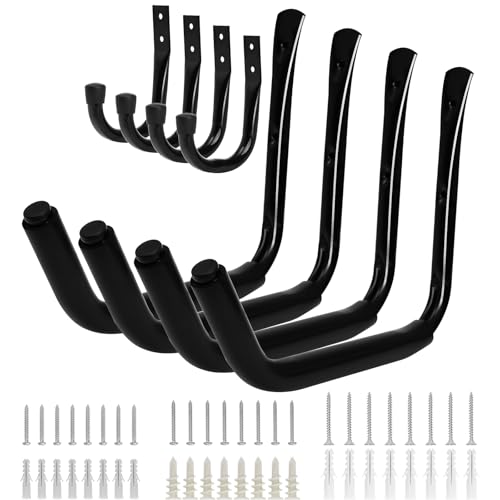 KURUI 15" Heavy Duty Garage Storage Hooks, 8 Pack Wall Mount Kayak Rack | Kayak Hook for Hanging Indoor/Outdoor, 100LB Large Wall Hook for Ladder Surfboards, Organization Hangers, Kayak Accessories - size: 15''-8pcs
