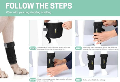 Dog Leg Brace Front Wrist or Carpal Support for Canine Dogs, Brace Compression Wraps with Metal Splints, Prevents Ankle Injuries&Sprains, Helps with Loss of Stability Caused by Arthritis - size: S/M (Pair)