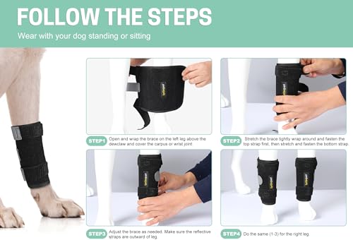 Dog Front Leg Brace Ankle Support for Forelilmb, Canine Dog Wrist Brace Splint, Protects Foreleg Carpus Joint Wounds Heals, Helps with Loss of Stability Caused by Arthritis - size: XXS/XS