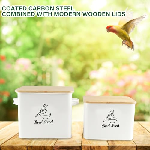 Bird Seed Storage Container Set of 2,10LB Bird Food Container-White - color: White(Bird Feed)