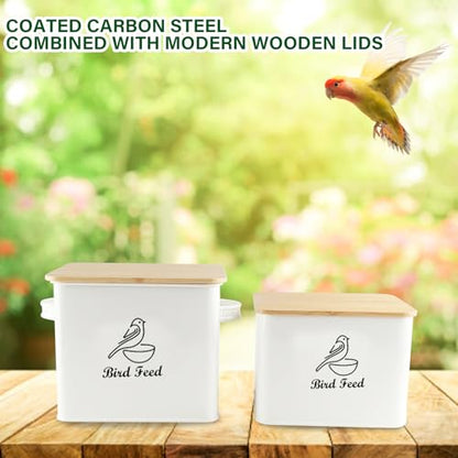 Bird Seed Storage Container Set of 2,10LB Bird Food Container-White - color: White(Bird Feed)