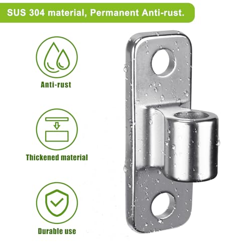 Insaga Heavy Duty 304 Stainless Steel Gate Hinges 2 Pcs, Wall Mount Hardware with 5/8" Pin, One-Piece Cast Hinge for Farm, Fence, Chain Link, Wooden & Metal Gates - color: Silver-SS-2Pcs-Hole