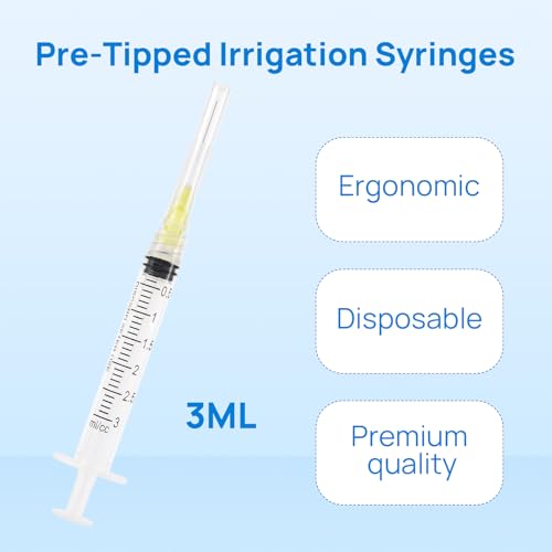 JMU 100 Pcs Dental Irrigation Syringes 3cc with 27G - size: 3ML 27G