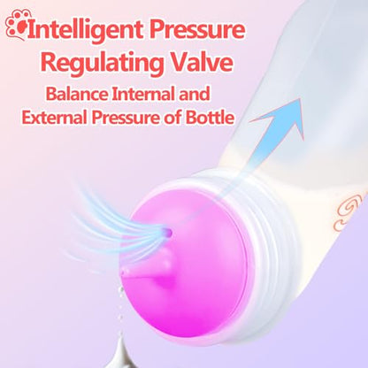 Pet Feeding Bottle,3 Pack Wide Mouth Angled Nursing Bottle, 3 Sizes Nipples with Ventilation Valve Resistant Tearing Perfect for Puppies, Kittens, Small Wildlife(Pink) - color: pink