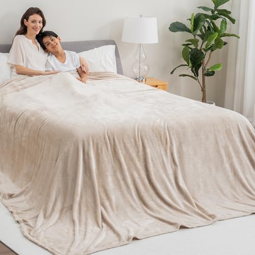 Berkshire VelvetLoft Oversized King Family Blanket, All Season Mid-Weight Ultra Silky and Fuzzy, Seamless Extra Large (Grain, 120x120 Inches) - color: Grain, size: Oversized King