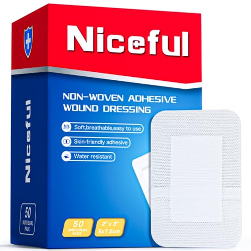 Niceful Adhesive Gauze Bandages 2"x3", 50Pcs - size: 2"x3"(50 Dressing)