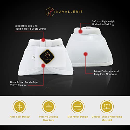 Kavallerie PRO-K Soft No Turn Bell Boots Ultimate Hoof Protection, with Anti-Spin Fastening System, Durable & Prevents Overreaching - color: White, style: Bell Boots (Pro-K)
