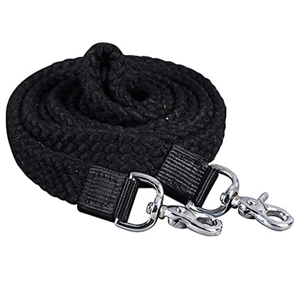 HILASON Braided Flat Cotton Roping Rein Trigger 1" X 7Ft | Horse Racing Barrel Gifts - color: Black