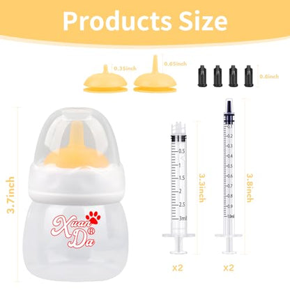 Pet Feeding Bottle and Syringes,60ml Nursing Bottle, 3 Sizes Nipples with Ventilation Valve Resistant Tearing Perfect for Puppies, Kittens, Small Wildlife (Yellow) - color: Yellow