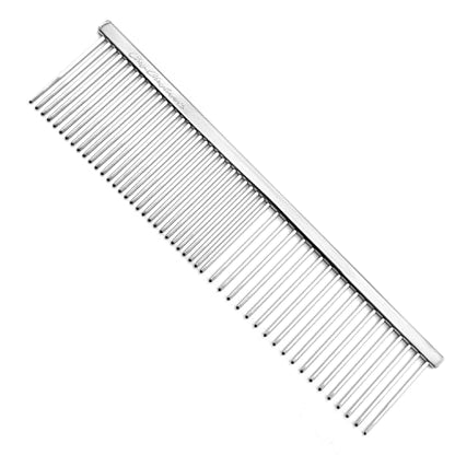 Chris Christensen 005 7.5 inch Fine/Coarse Long Tooth Greyhound-Style Butter Comb, Groom Like a Professional, Rounded Corners Prevent Friction and Breakage, Solid Brass Spin with Steel Teeth, Chrome - size: 005 - 7.5 Inch Coarse/Medium Long-Tooth