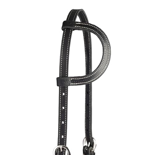 Weaver Leather Black Latigo Leather Headstall - style: Sliding Ear