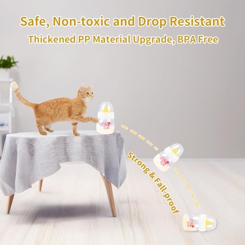 Pet Feeding Bottle and Syringes,60ml Nursing Bottle, 3 Sizes Nipples with Ventilation Valve Resistant Tearing Perfect for Puppies, Kittens, Small Wildlife (Yellow) - color: Yellow