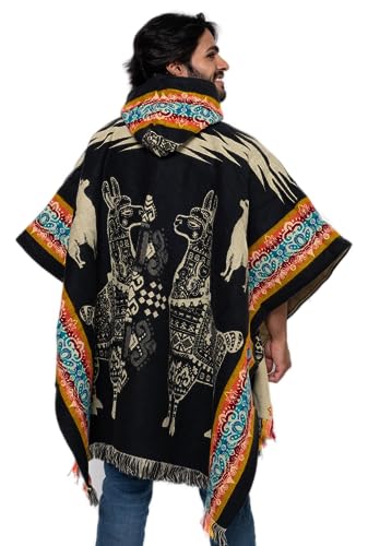 Alpaca Land, Handmade Ecuadorean Alpaca Wool Ponchos - color: Charcoal Alpaca