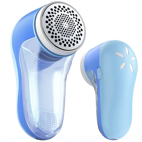 POPCHOSE Fabric Shaver, Lint Shaver with 6-Leaf Blade, Rechargeable - color: Blue Cyan